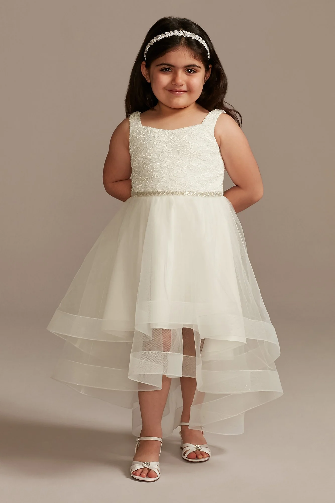 As Is Horsehair Trim Lace Flower Girl Dress - Image 2