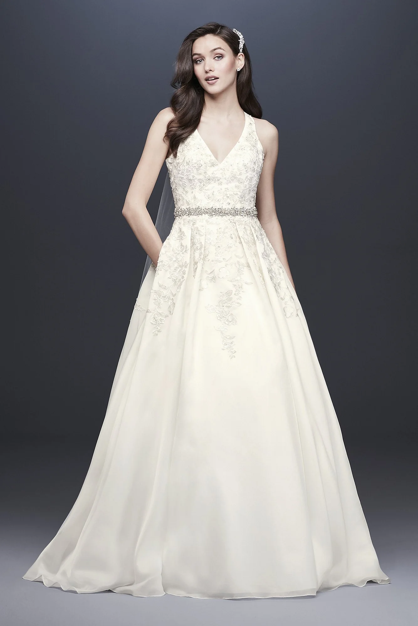 As-Is Illusion Back Organza Halter Wedding Dress - Image 2