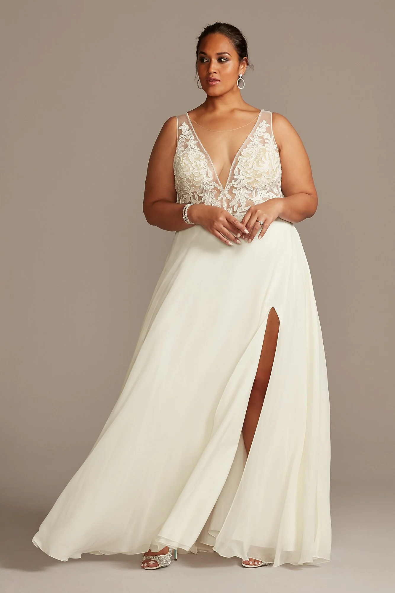 As Is Illusion Chiffon Plus Size Wedding Dress - Image 2