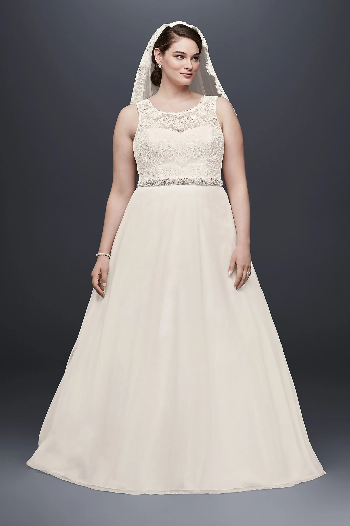 As-Is Illusion Lace A-Line Plus Size Wedding Dress