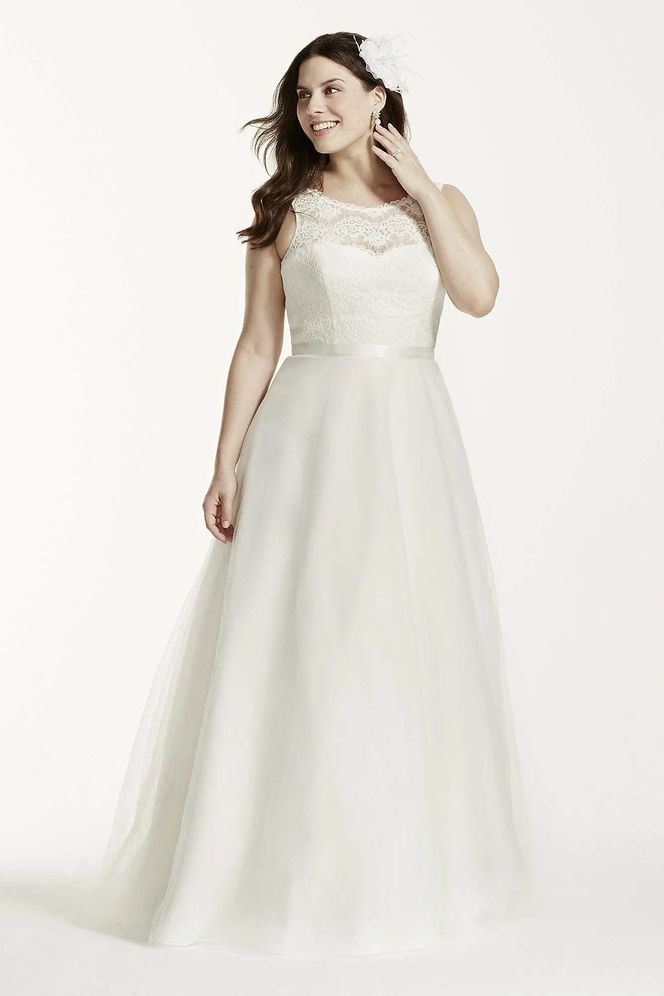 As-Is Illusion Lace A-Line Plus Size Wedding Dress - Image 2