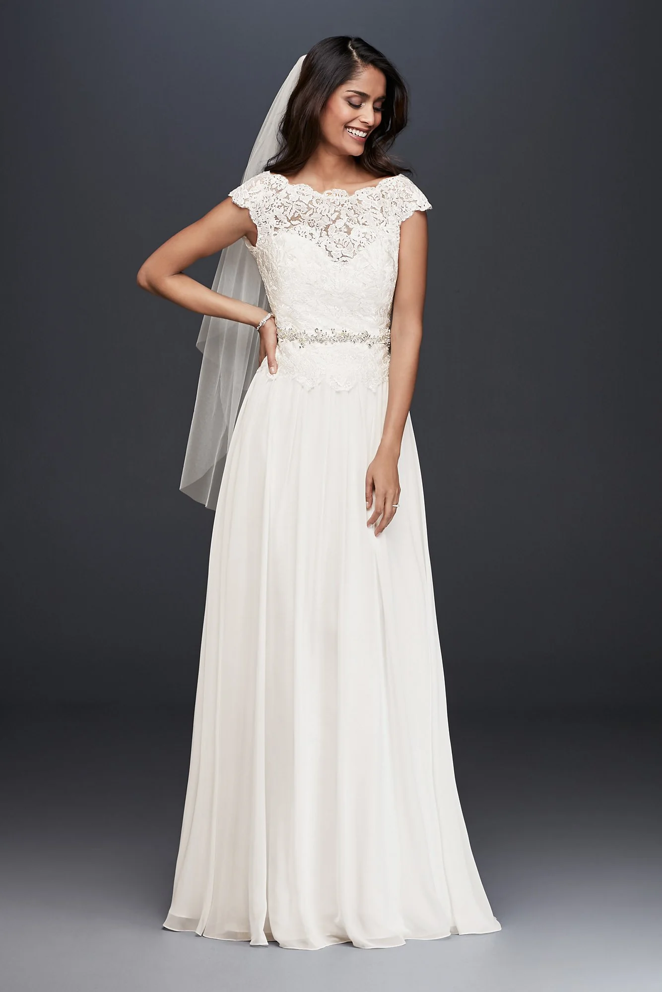 As-Is Illusion Lace Chiffon A-Line Wedding Dress