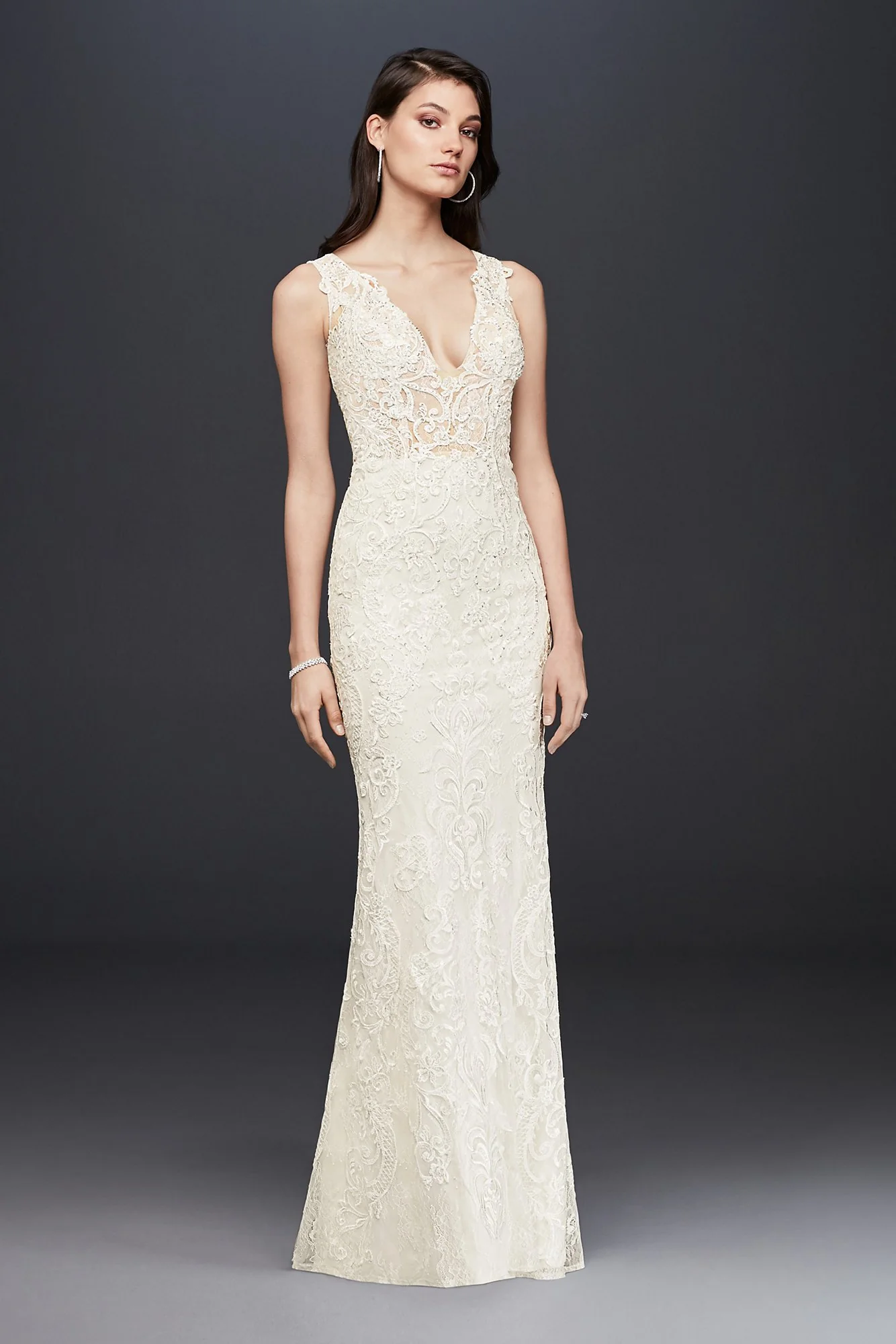 As Is Illusion Lace Petite Lined Wedding Dress