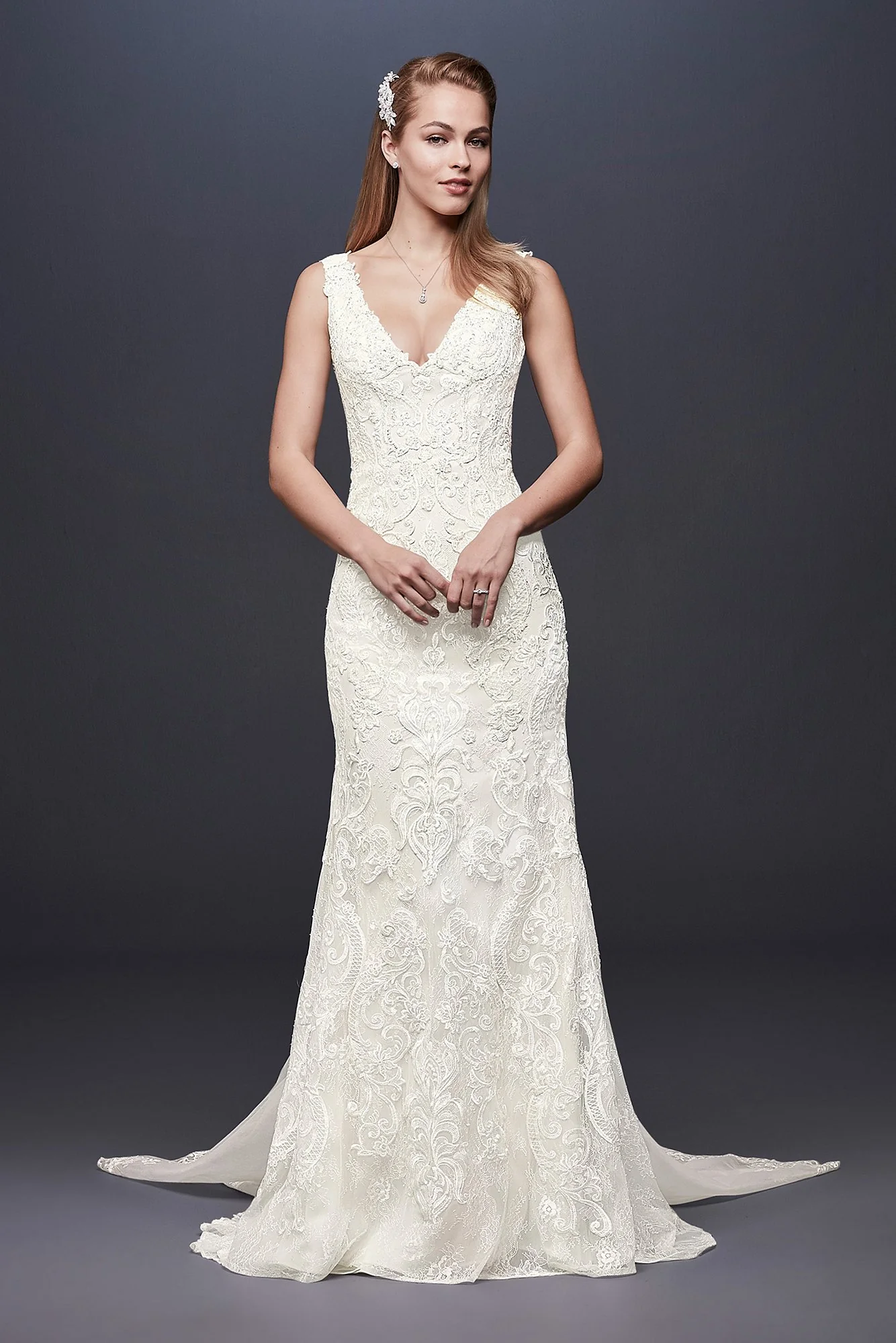 As Is Illusion Lace Petite Lined Wedding Dress - Image 2