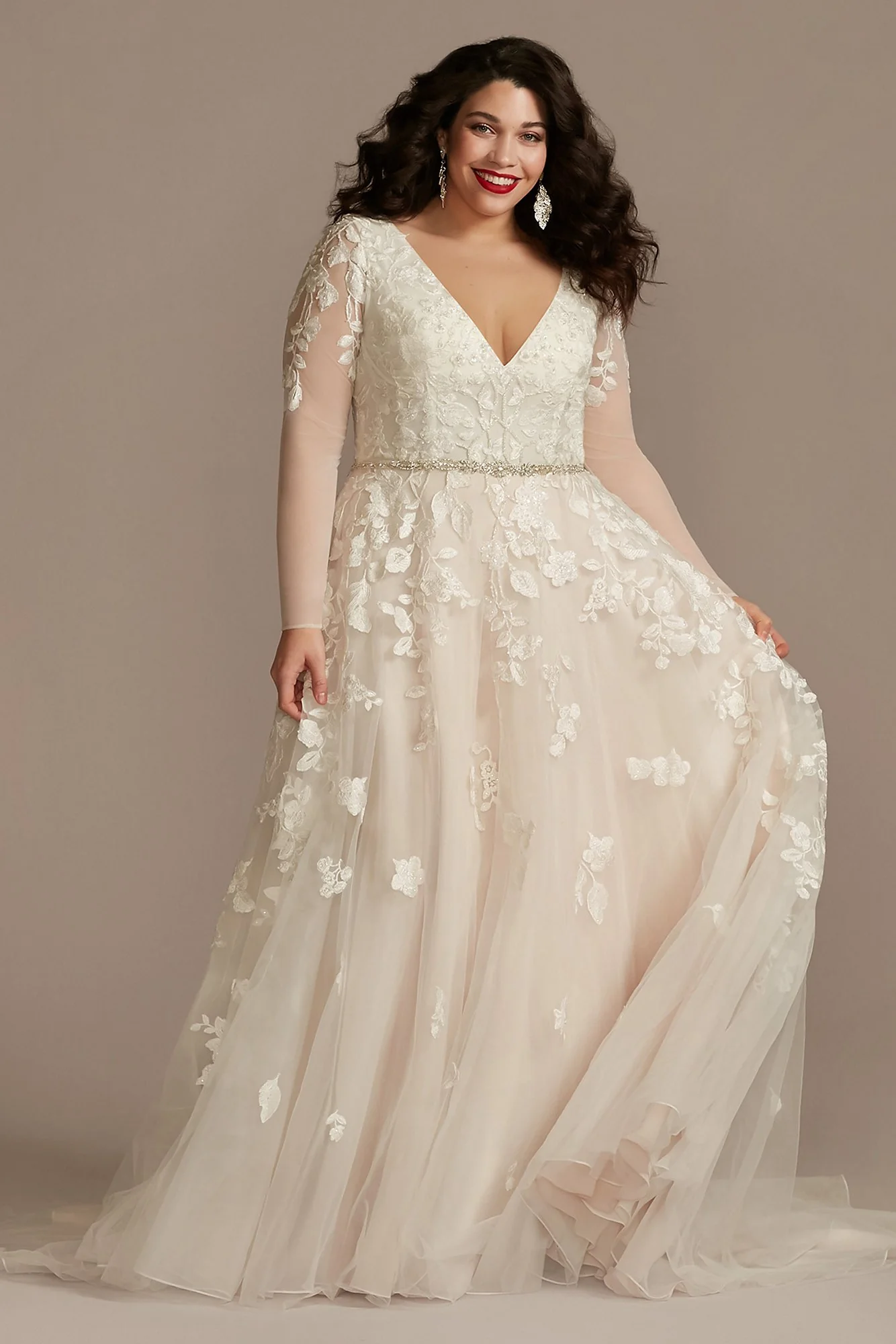 As Is Illusion Long Sleeve Plus Size Wedding Dress - Image 2