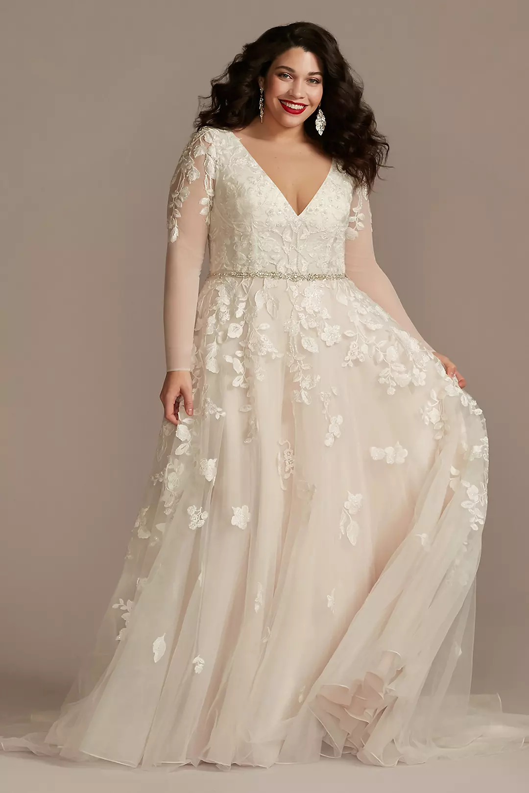 As Is Illusion Long Sleeve Plus Size Wedding Dress - Image 8