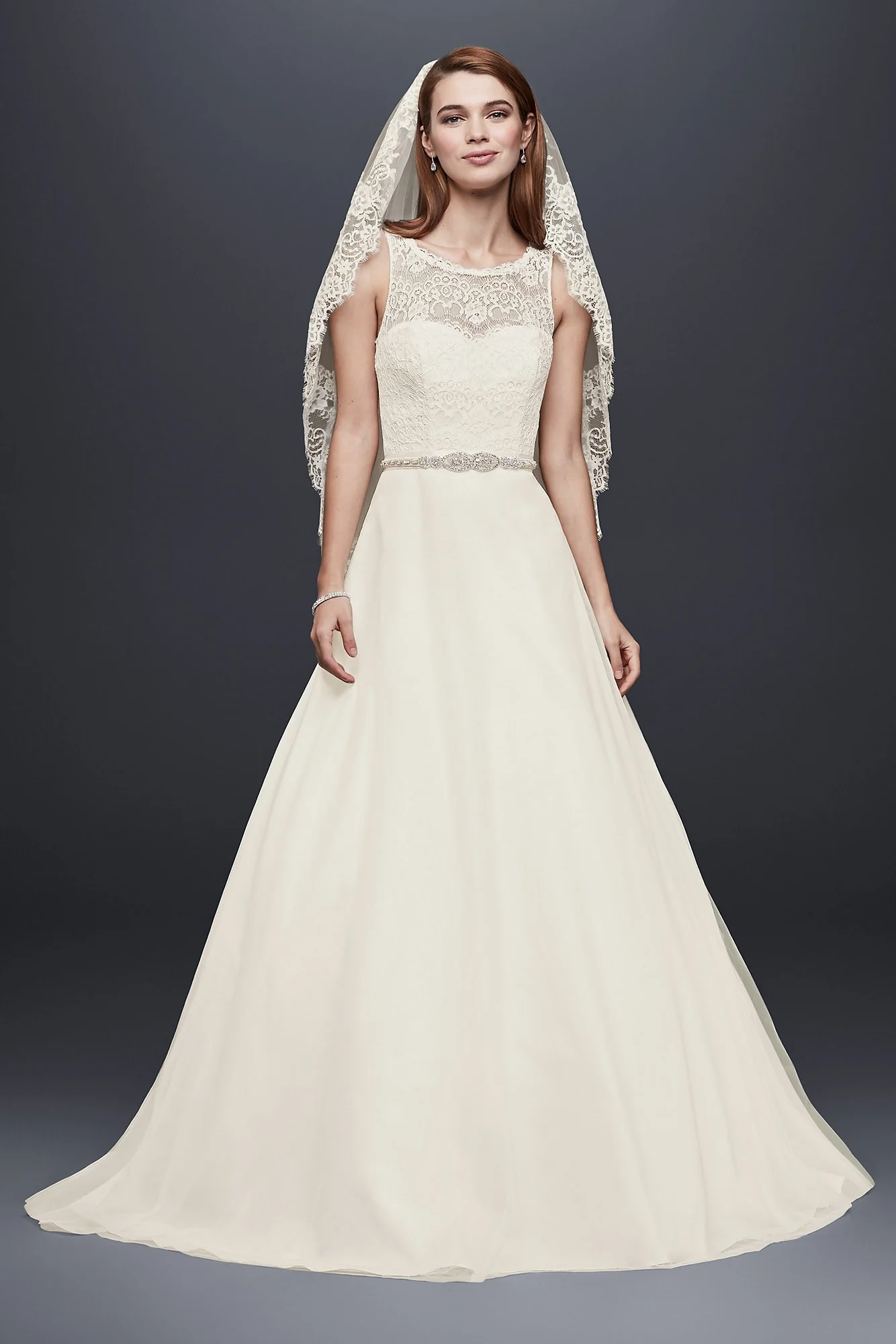 As-Is Lace A-line Wedding Dress with Tulle Skirt
