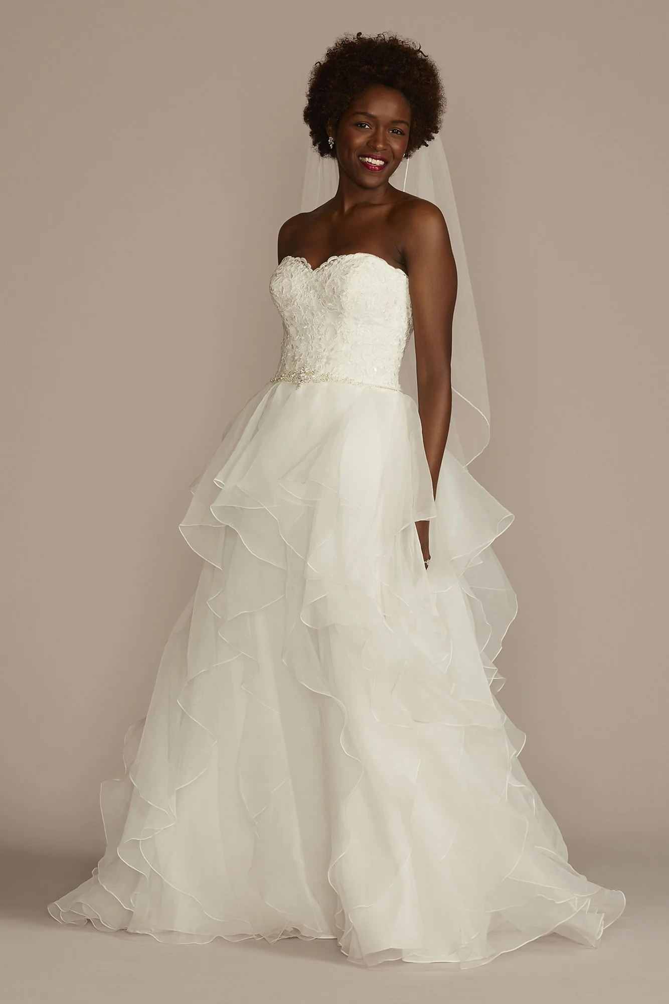 As Is Lace and Organza Petite Wedding Ball Gown - Image 2