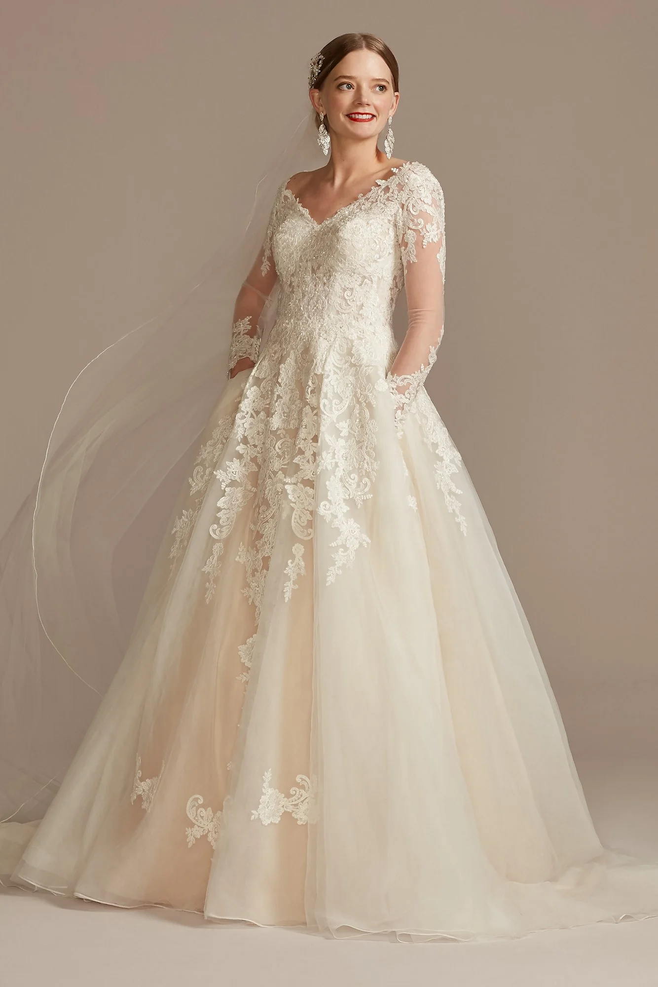 As Is Lace and Tulle Long Sleeve Wedding Dress