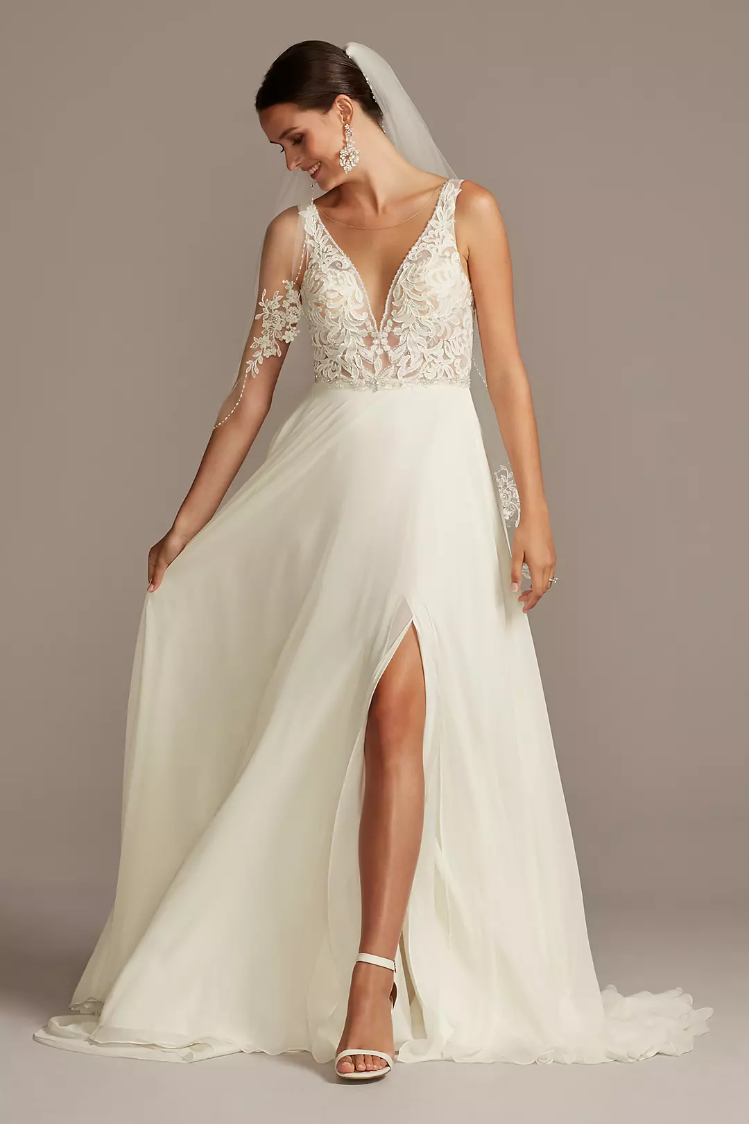 As Is Lace Applique Chiffon Skirt Wedding Dress - Image 2