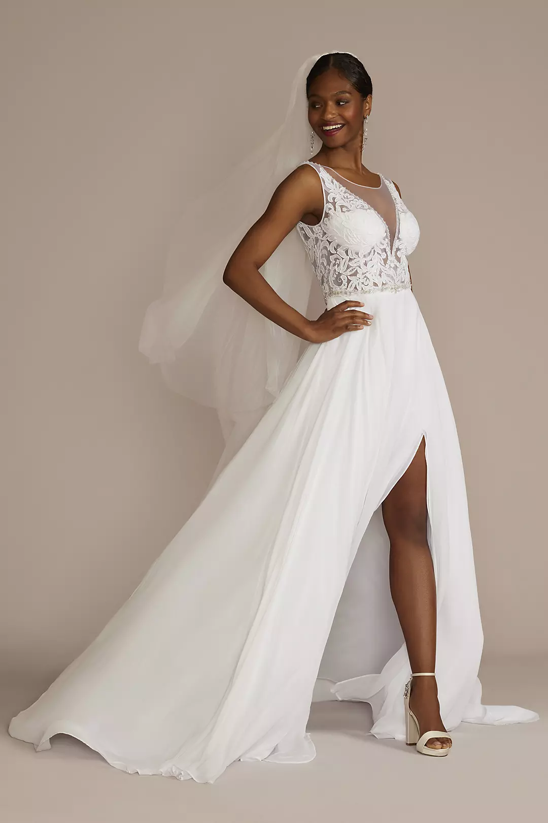 As Is Lace Applique Chiffon Skirt Wedding Dress - Image 3