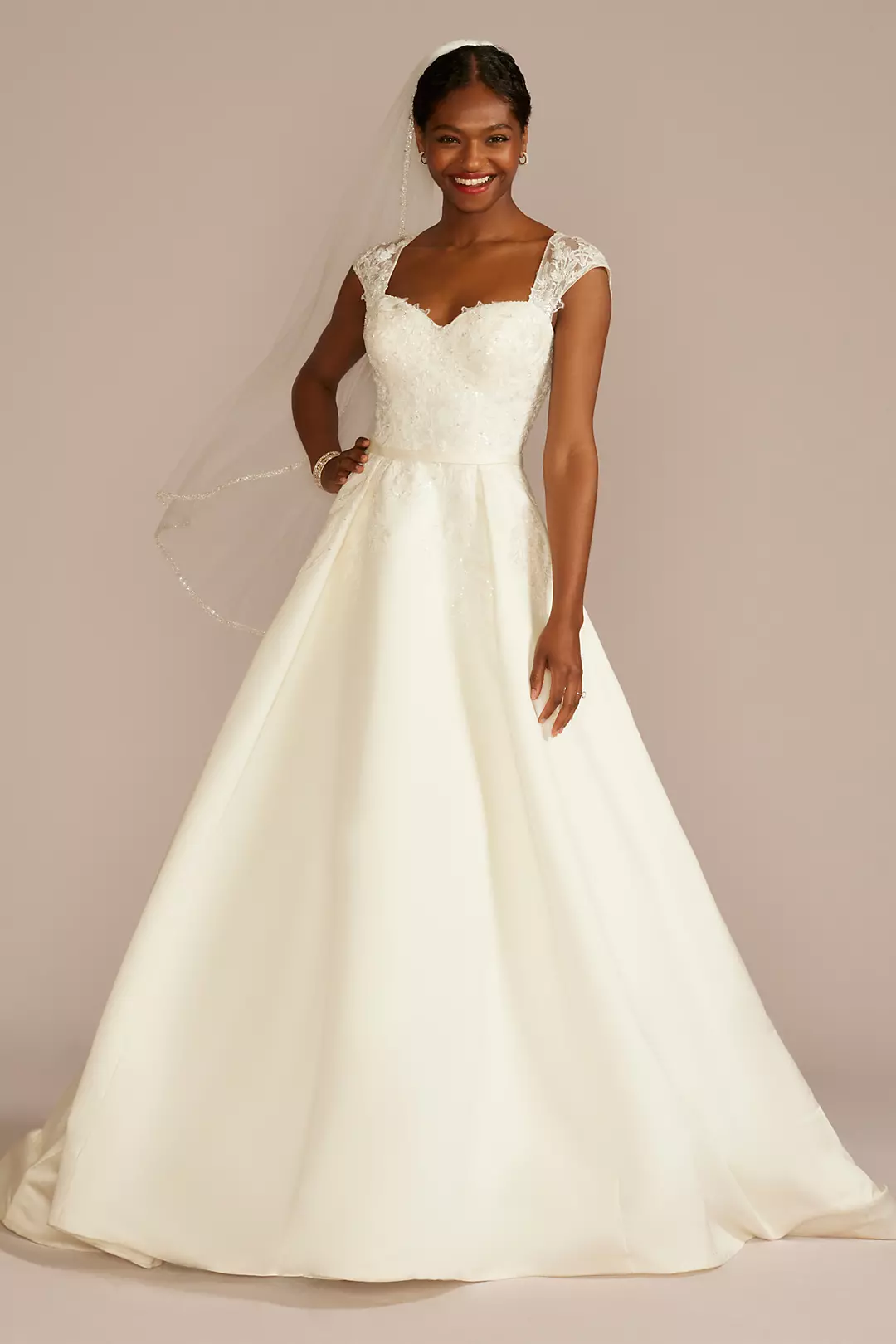 As Is Lace Applique Satin Wedding Dress - Image 2