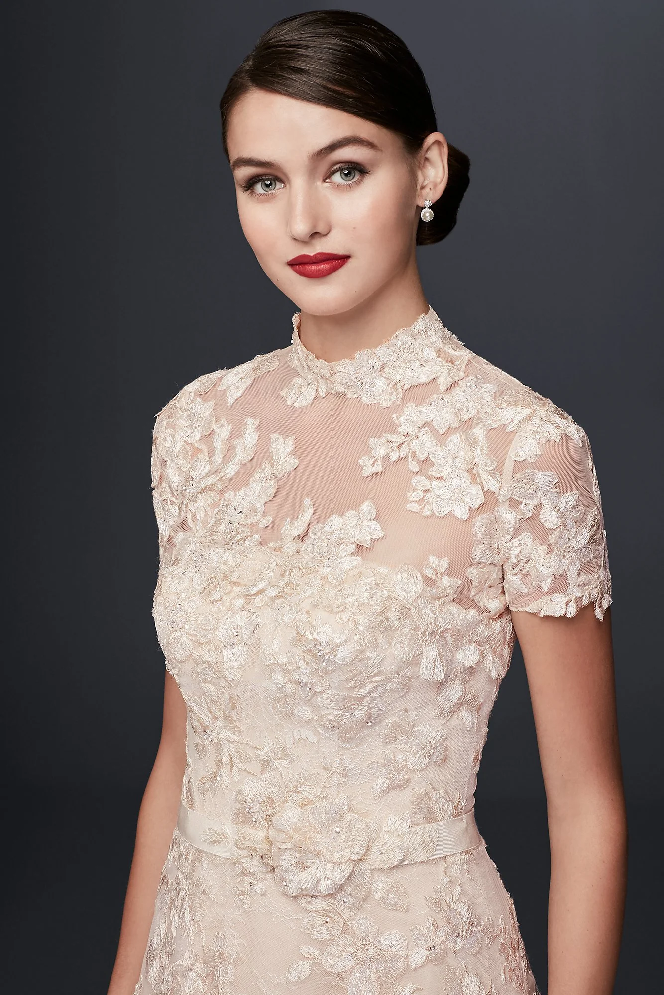 As-Is Lace Appliqued Wedding Dress and Topper - Image 2