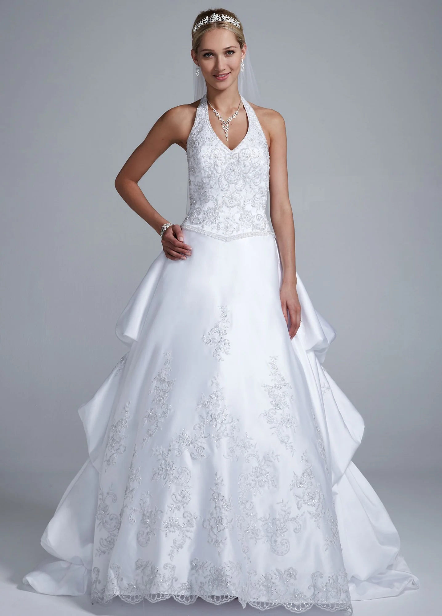 As Is Lace Embellished Satin Halter Ball Gown - Image 2