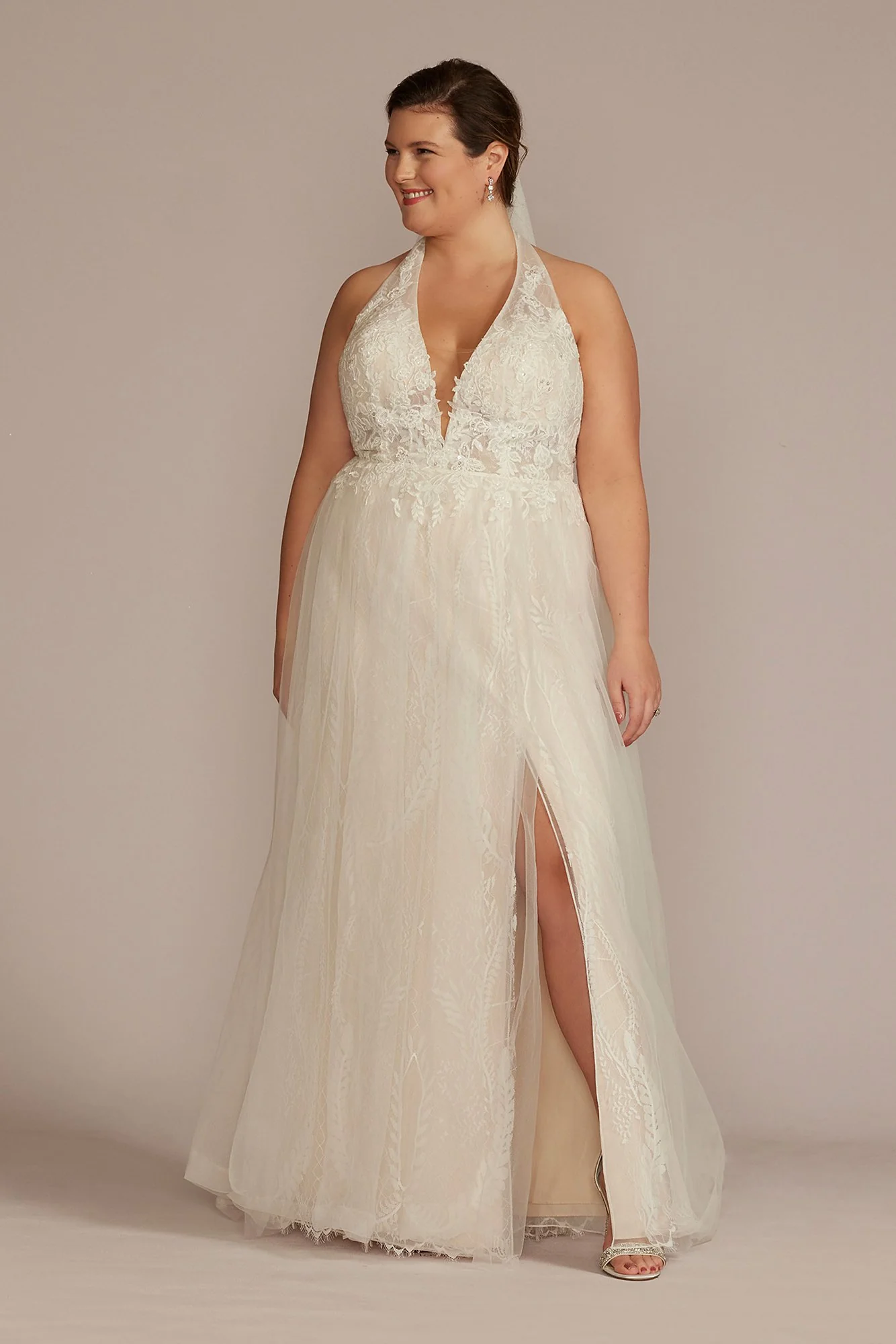 As Is Lace Halter A-Line Plus Wedding Dress