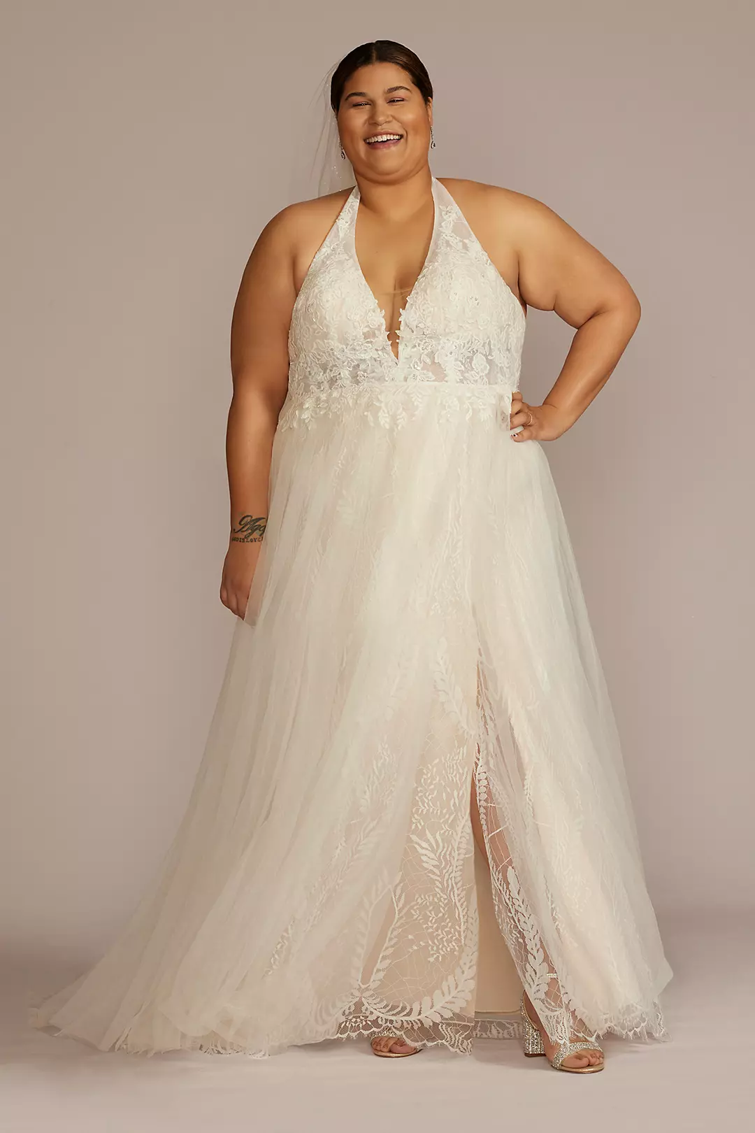 As Is Lace Halter A-Line Plus Wedding Dress - Image 2