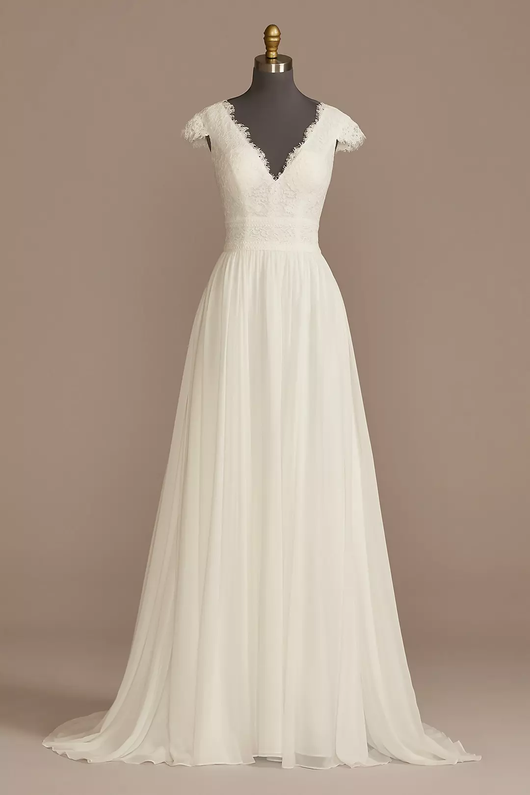 As Is Lace Illusion Back Chiffon Wedding Dress - Image 3