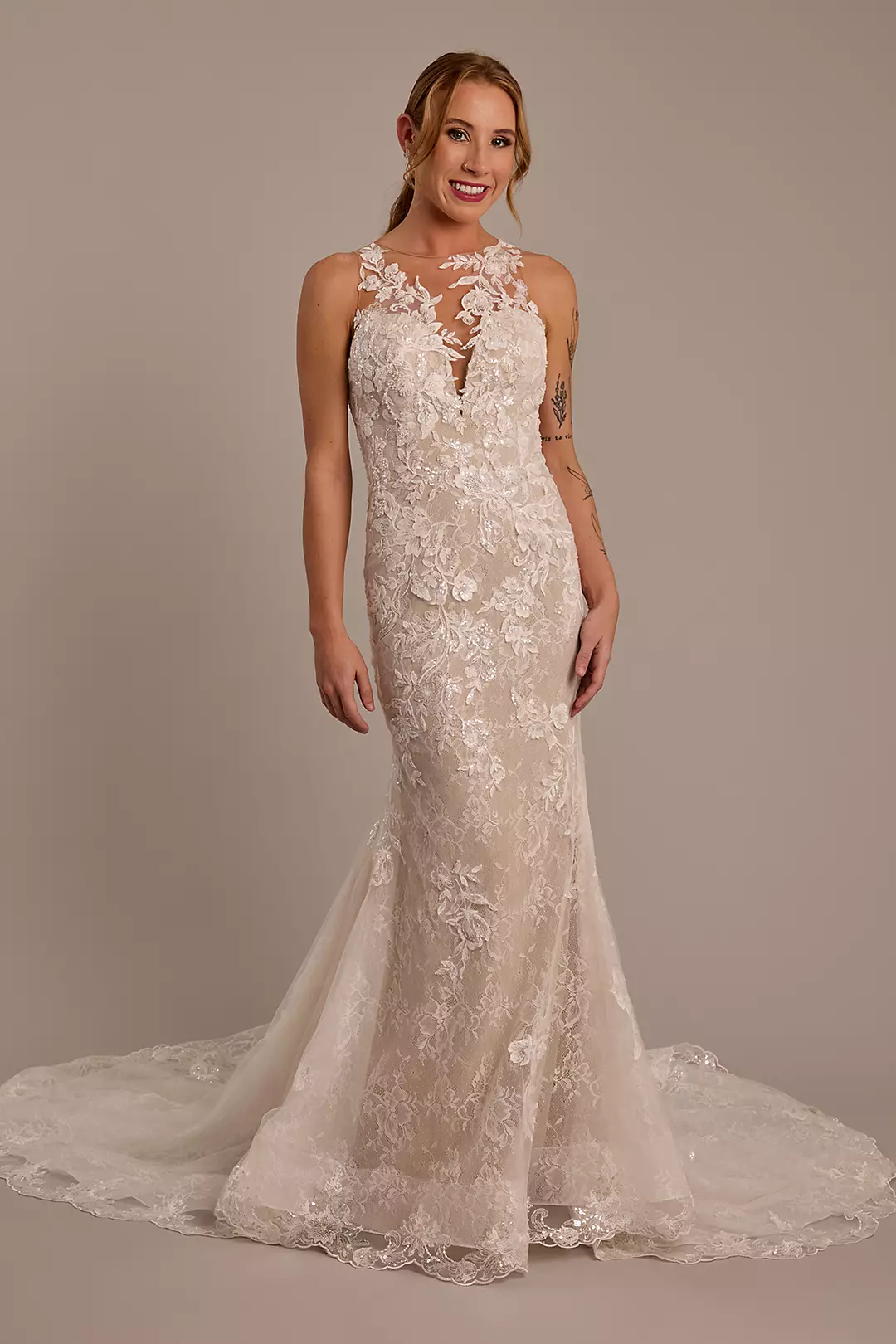 As Is Lace Illusion Tank Mermaid Wedding Dress - Image 2