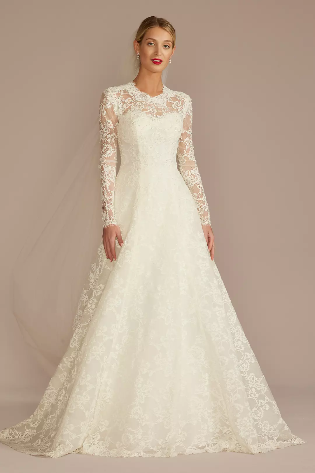 As Is Lace Long Sleeve Mock Neck Wedding Dress - Image 2