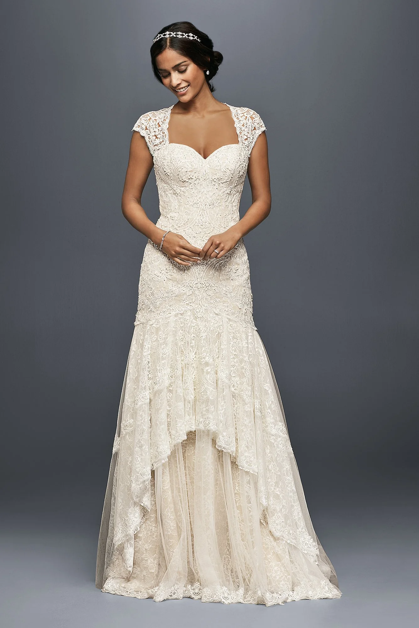 As-Is Lace Mermaid Wedding Dress with Beading - Image 2