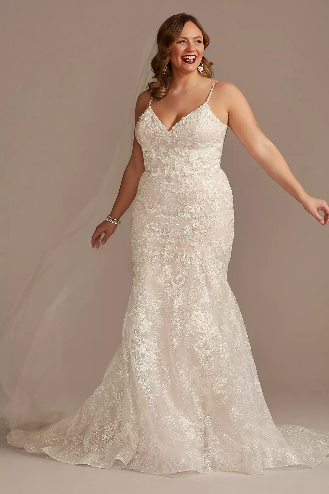 As Is Lace Mermaid Wedding Dress with Florals - Image 3