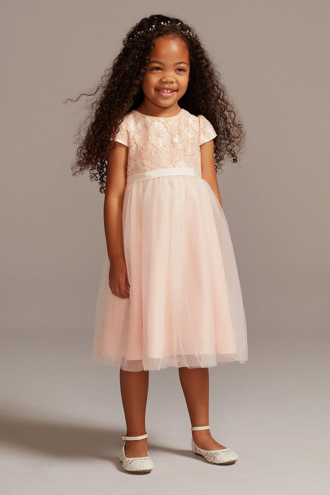 As Is Lace Overlay Cap Sleeve Flower Girl Dress - Image 2
