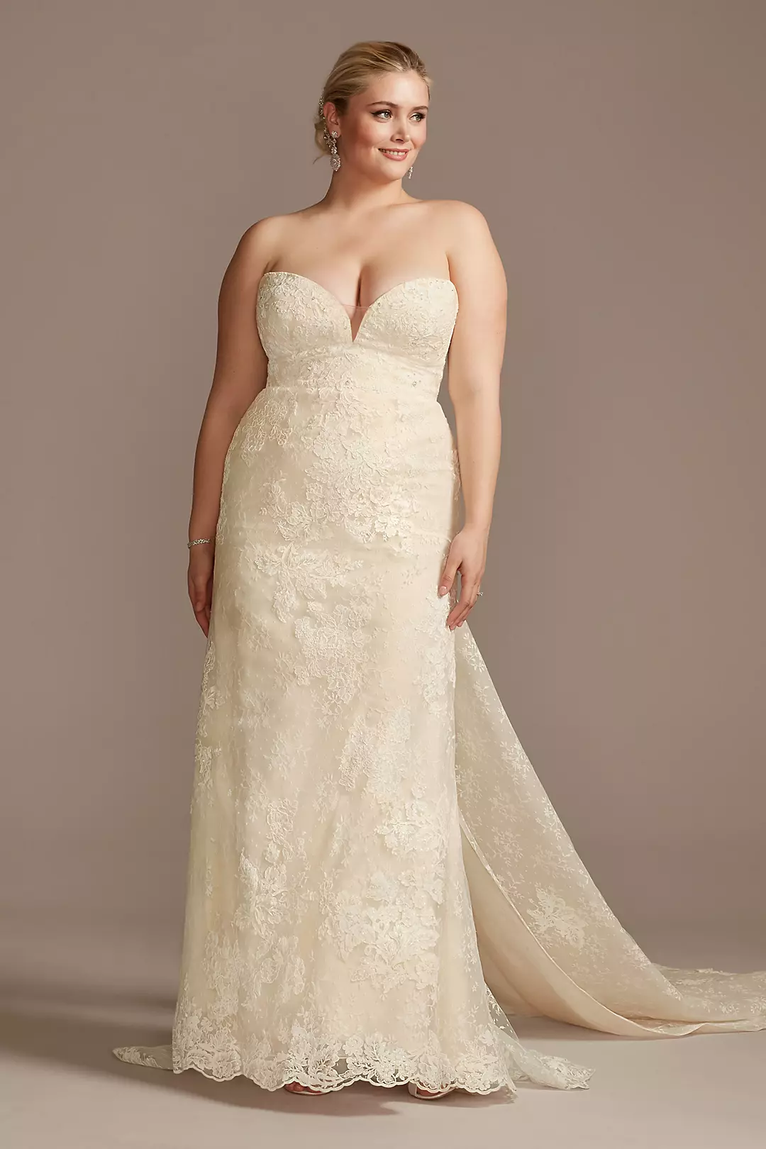 As Is Lace Removable Bow Plus Size Wedding Dress - Image 12