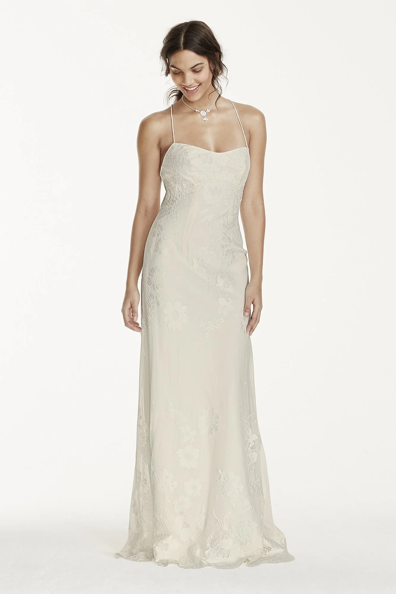 As-Is Lace Sheath Dress with Low Crisscross Back