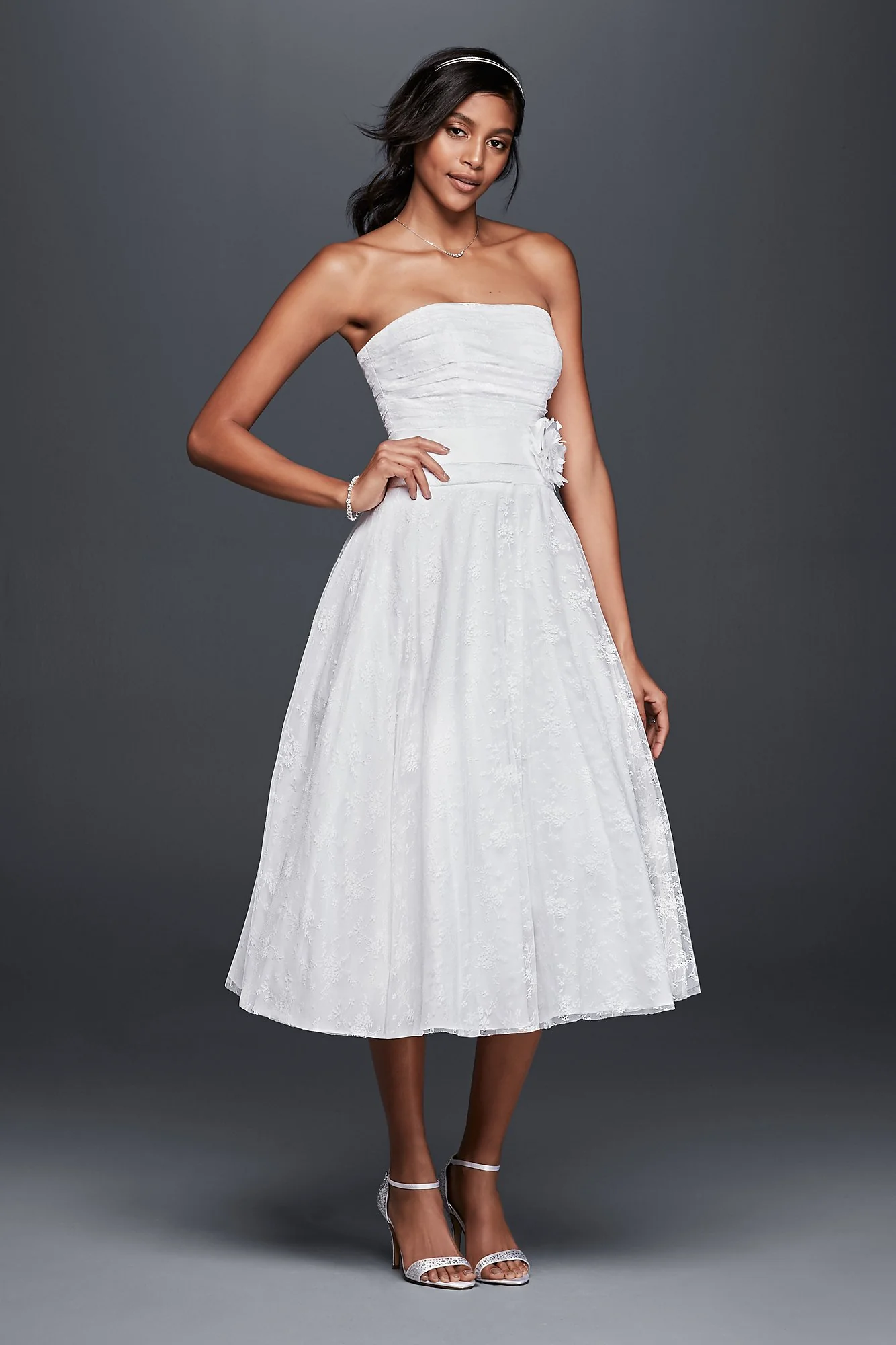 As-Is Lace Tea-Length Drop Waist Wedding Dress