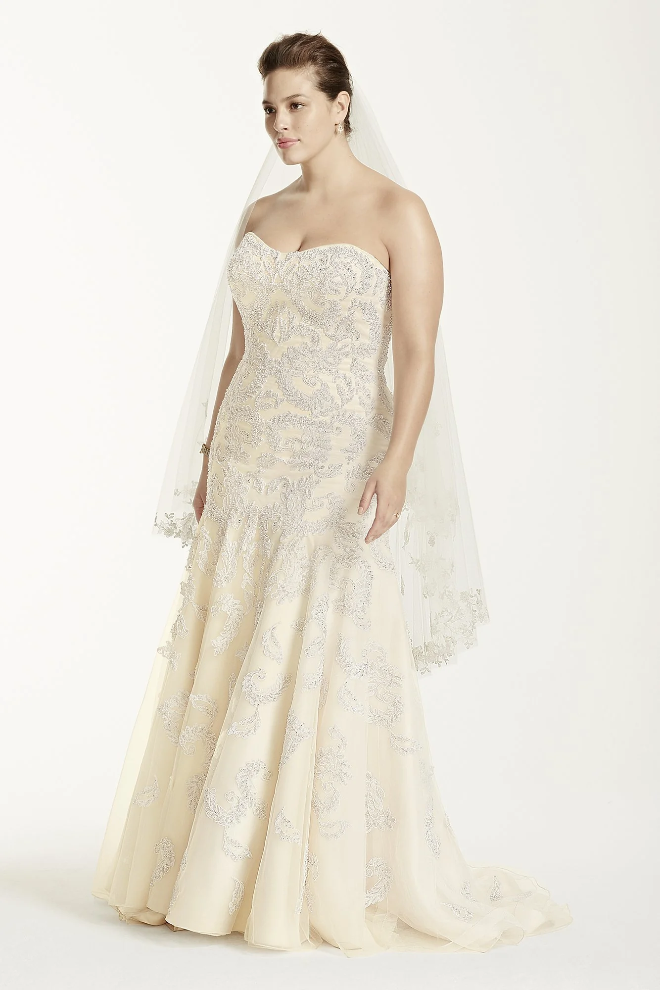 As-Is Lace Plus Size Trumpet Beaded Wedding Dress - Image 2