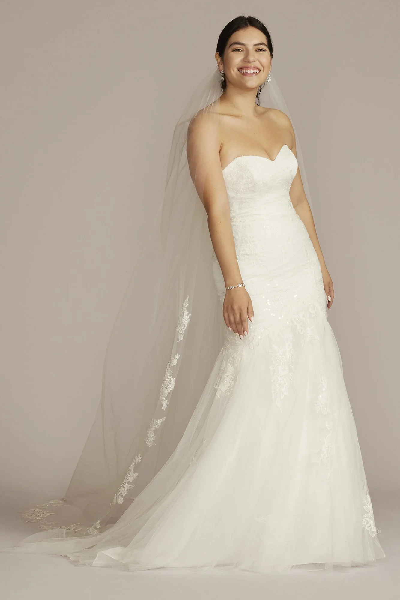 As Is Lace Up Back Strapless Mermaid Wedding Dress - Image 2