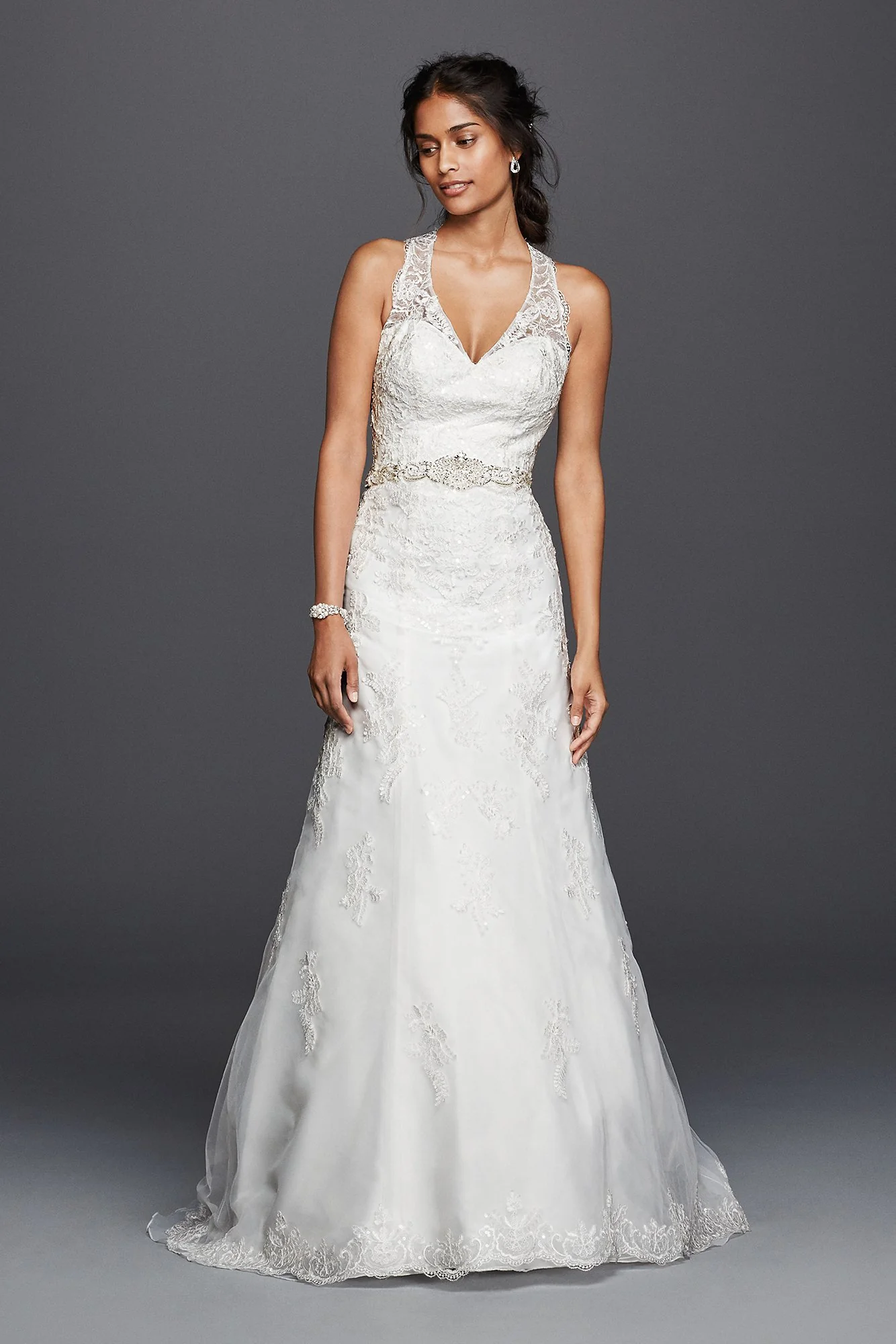 As-Is Lace Wedding Dress with Halter Neckline - Image 2