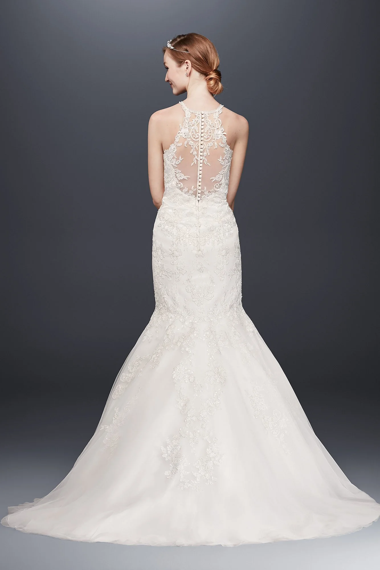 As-Is Lace Wedding Dress with Tulle Trumpet Skirt