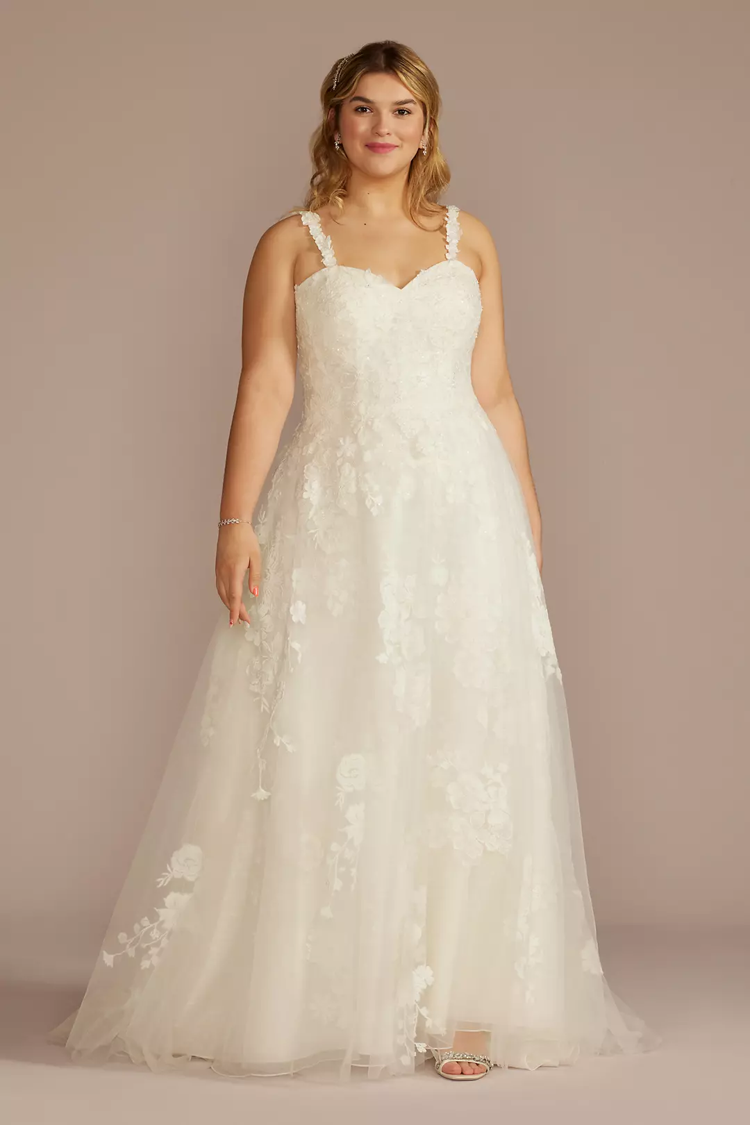 As Is Layered Floral Applique A-Line Wedding Dress - Image 2