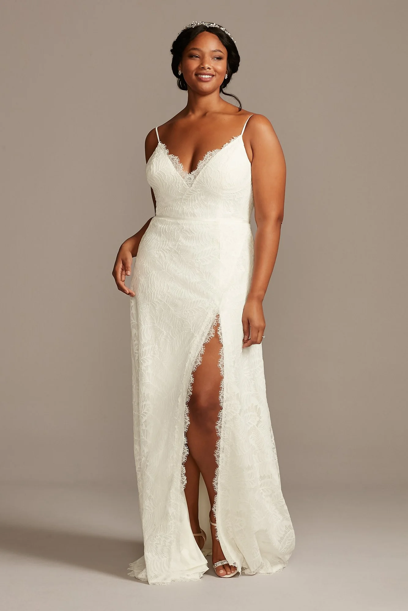 As Is Leaf Pattern Lace A-Line Plus Wedding Dress - Image 2