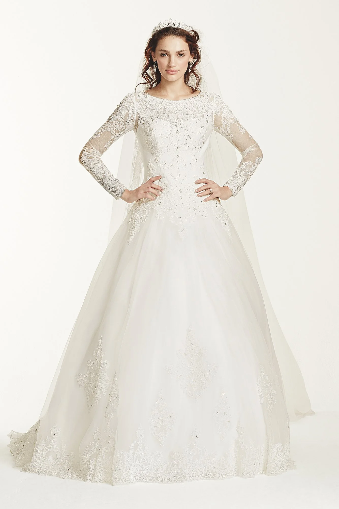 As-Is Long Sleeve Drop-Waist Tulle Wedding Dress - Image 2