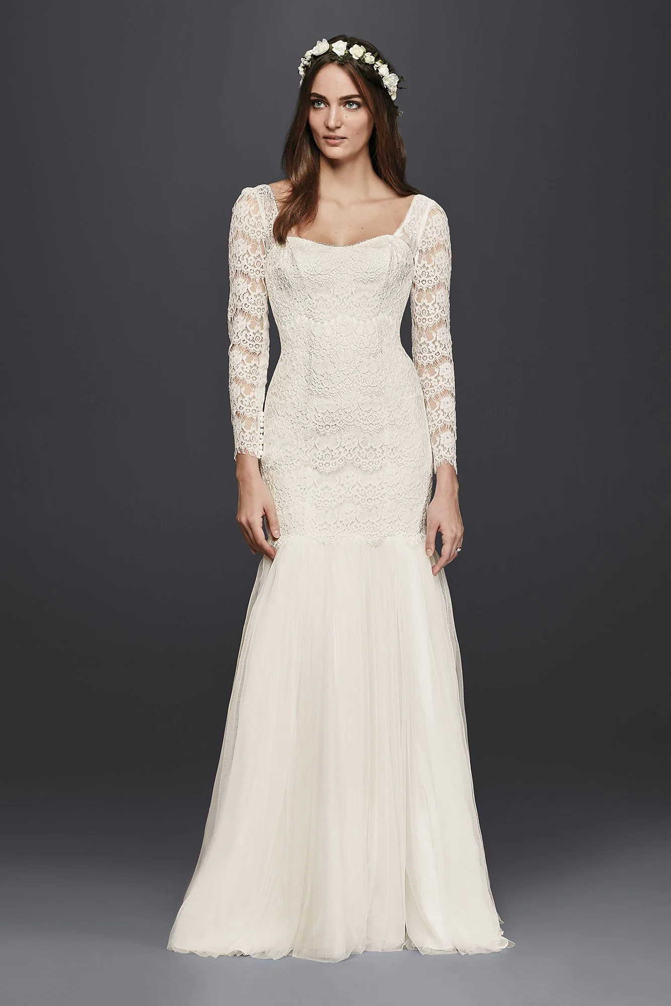 As-Is Long Sleeve Lace Mermaid Wedding Dress - Image 2