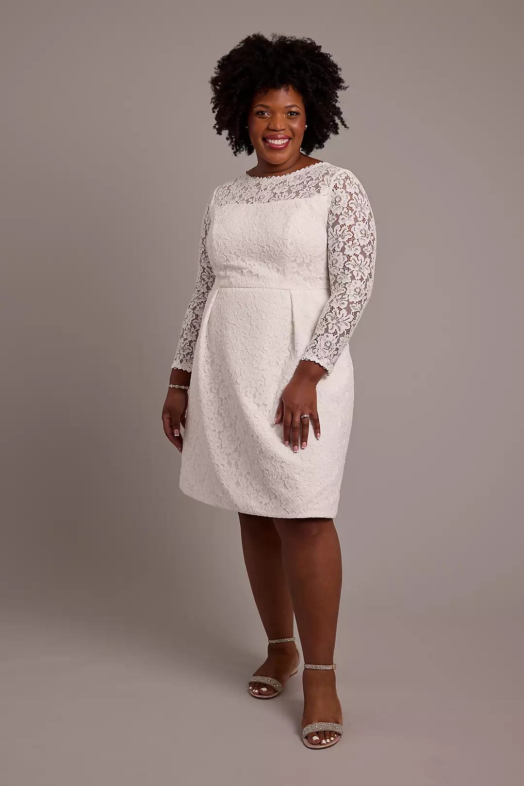 As Is Long Sleeve Lace Pleated Skirt Mini Dress