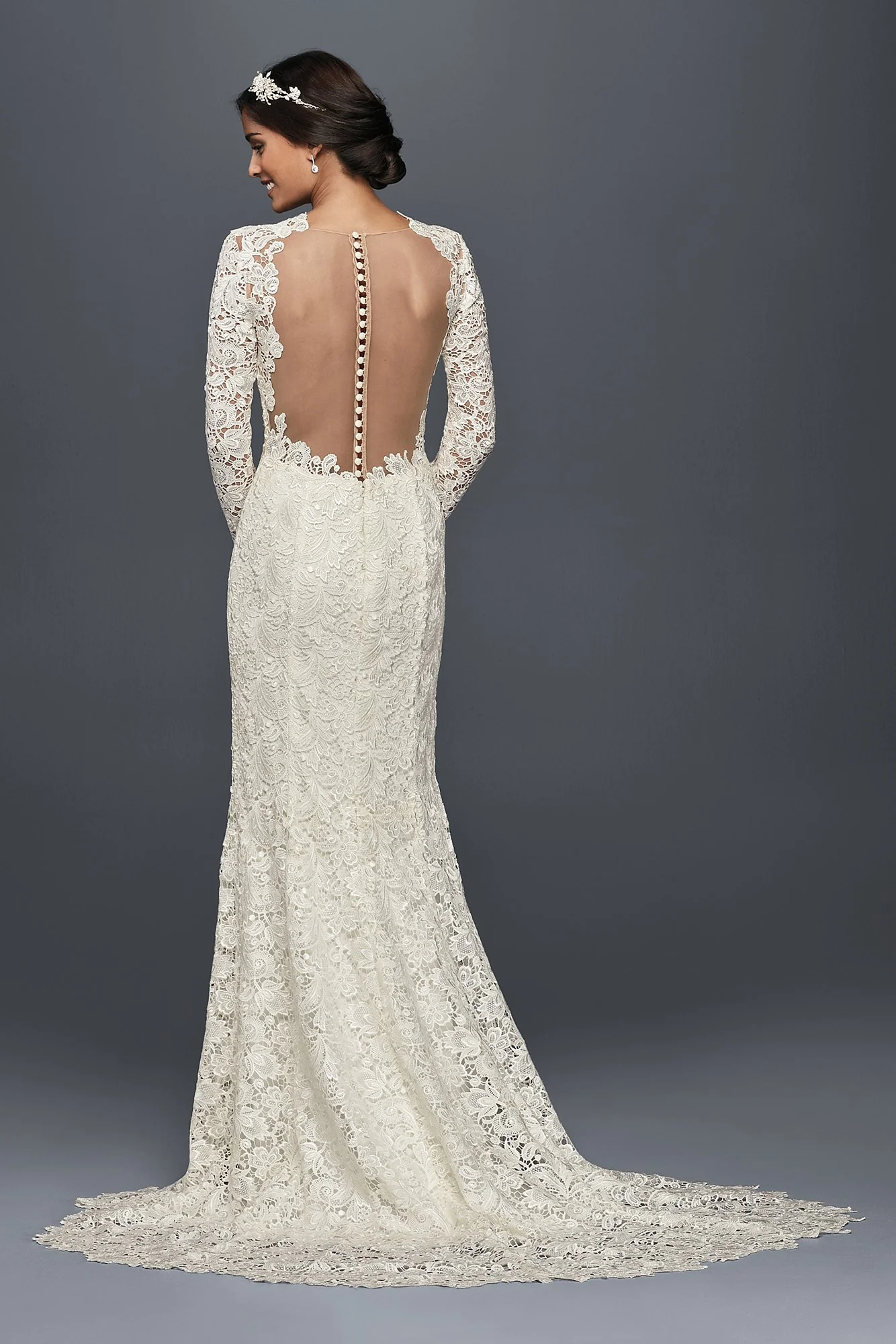 As-Is Long Sleeve Lace Wedding Gown with Open Back