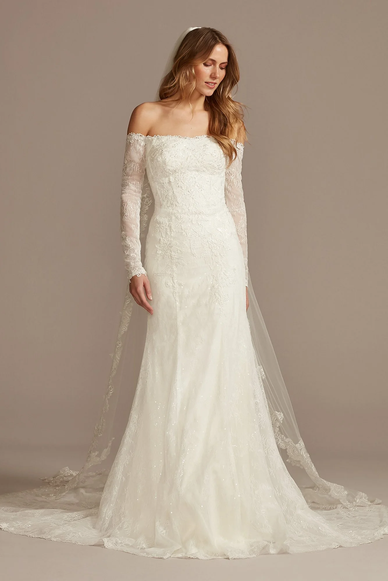 As Is Long Sleeve Off Shoulder Wedding Dress - Image 2