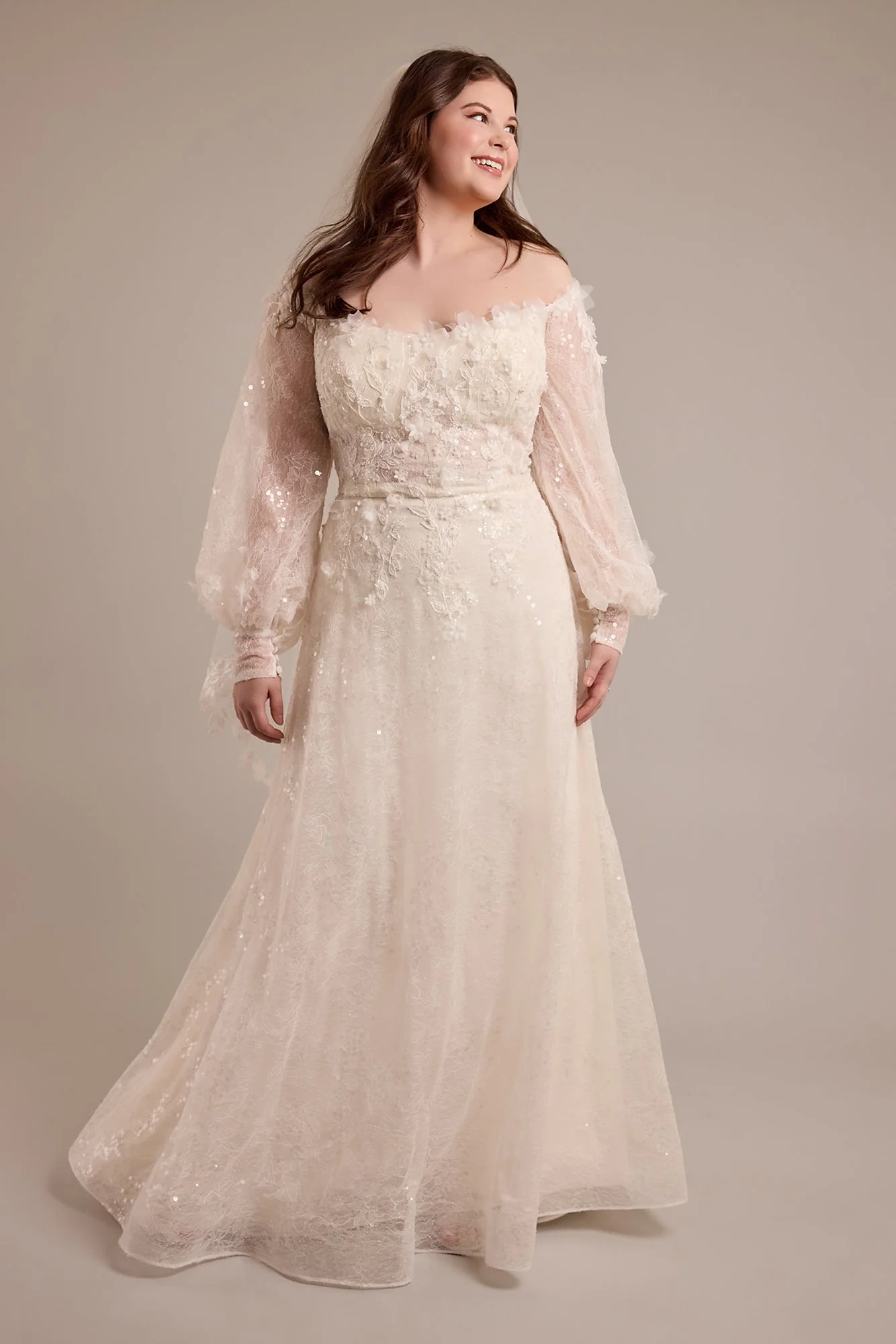 As Is Long Sleeve Off-the-Shoulder Wedding Dress