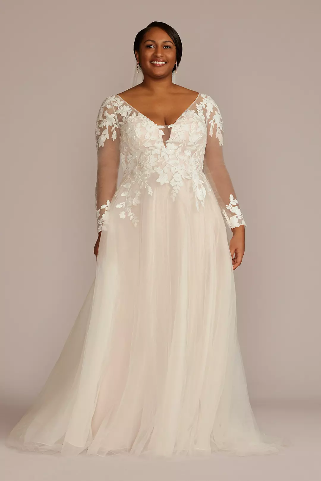 As Is Long Sleeve Tall Plus Tulle Wedding Dress - Image 7