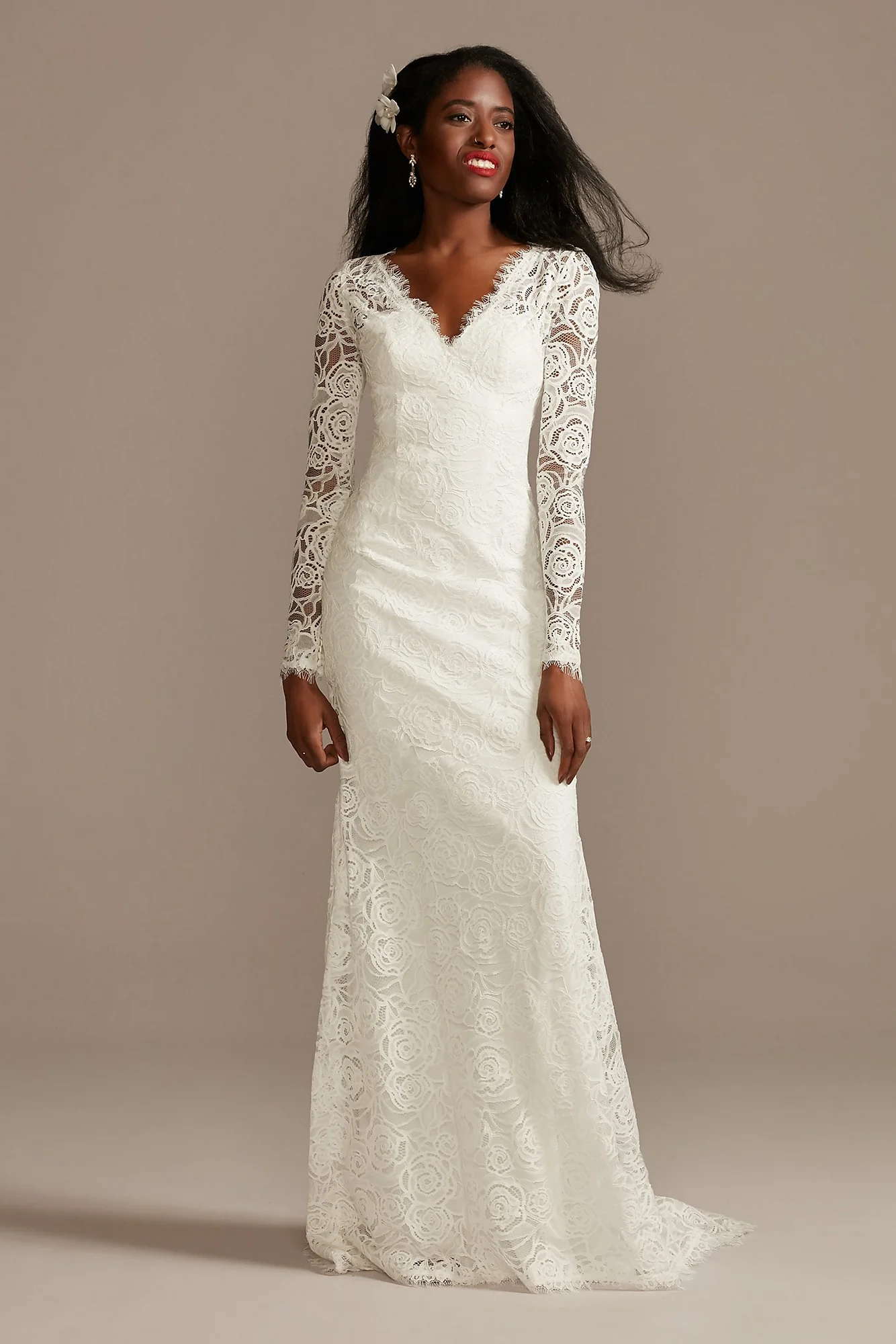 As Is Long Sleeve Wedding Dress with Tassel Tie - Image 2