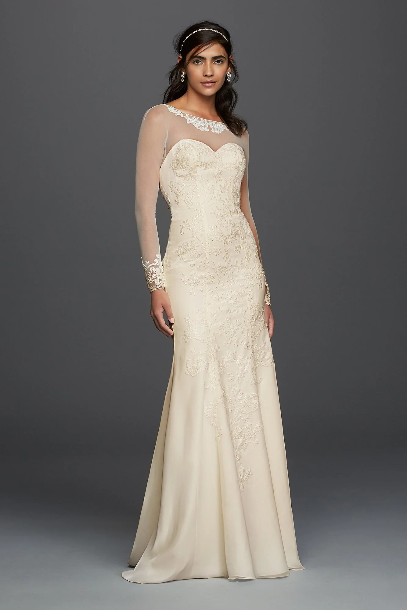 As-Is Long Sleeved Chiffon Wedding Dress - Image 2