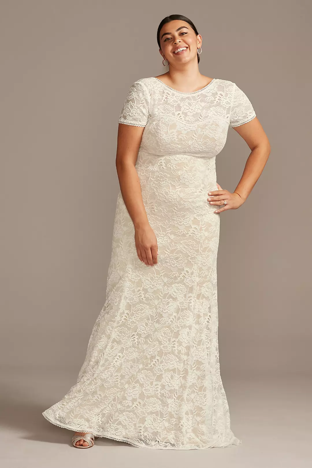 As Is Low Back Plus Size Lace Wedding Dress - Image 8