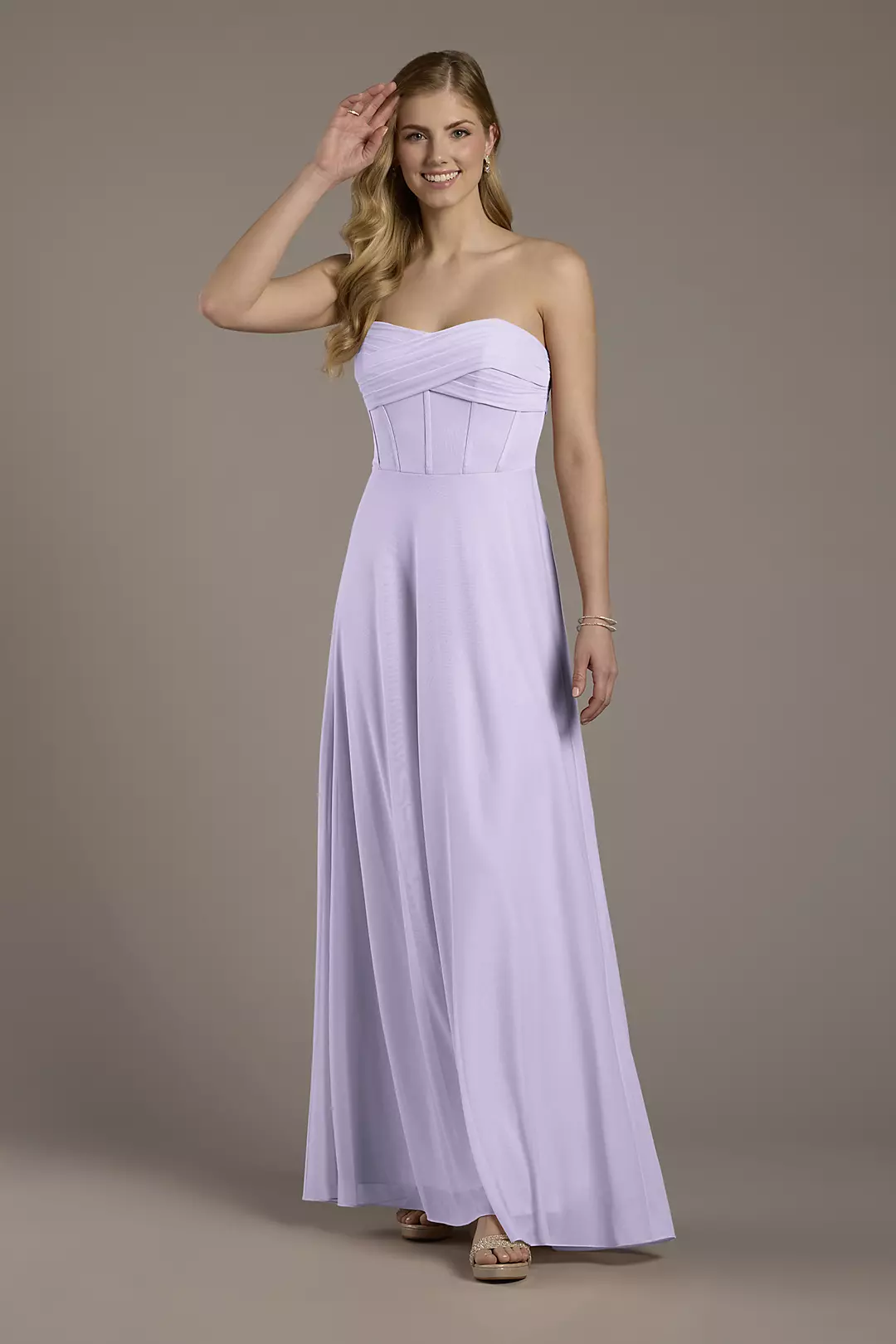 As is Mesh Twist Bodice Corset A-Line Dress