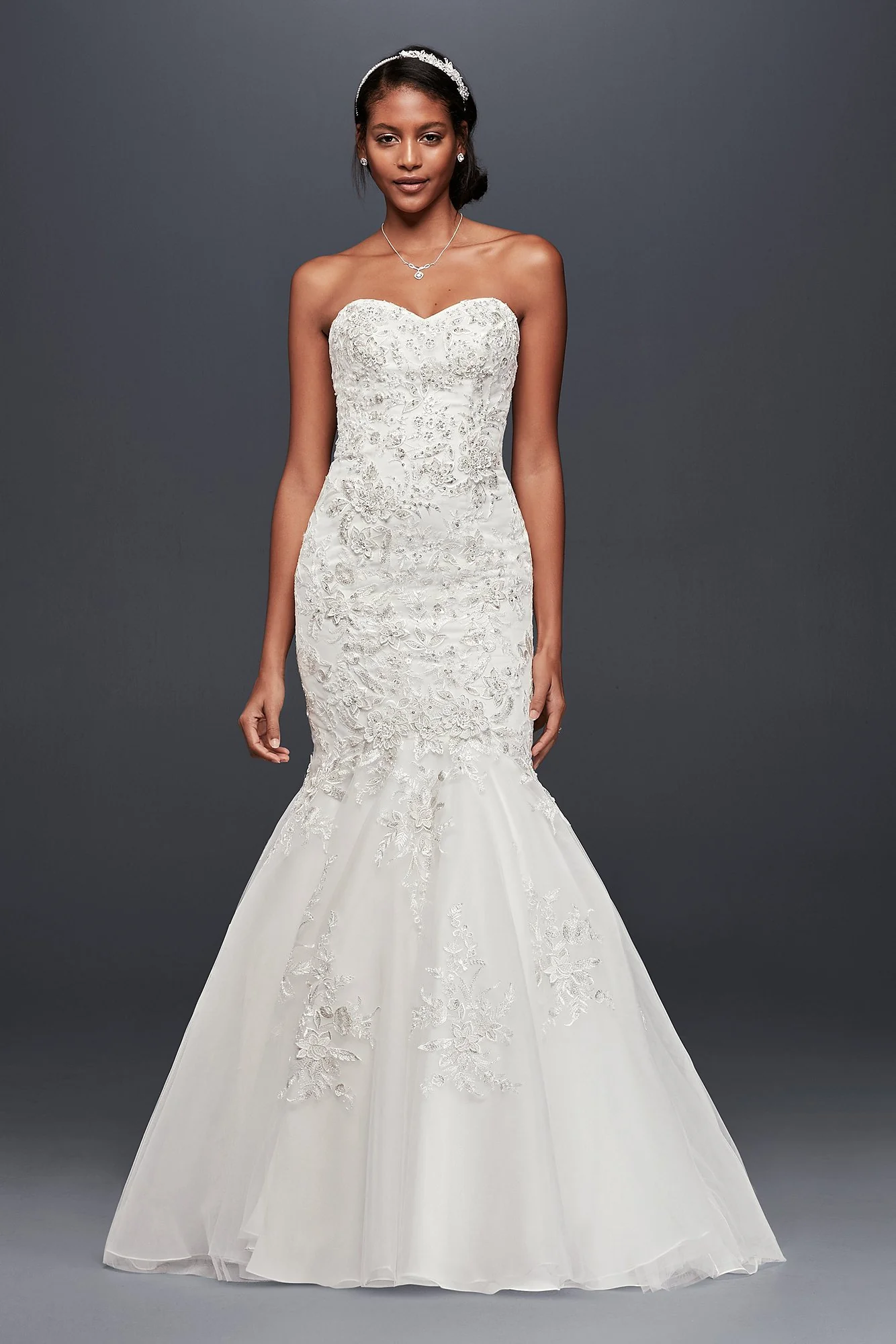As-Is Metallic-Beaded Lace Trumpet Wedding Dress - Image 2