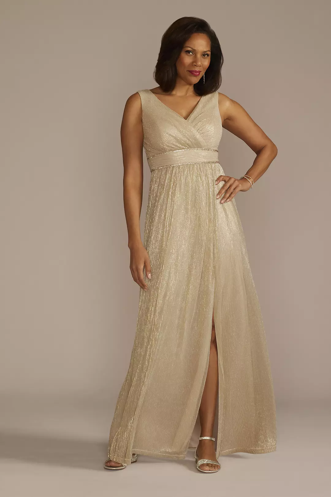 As Is Metallic Glitter Knit Tank Dress with Slit - Image 13