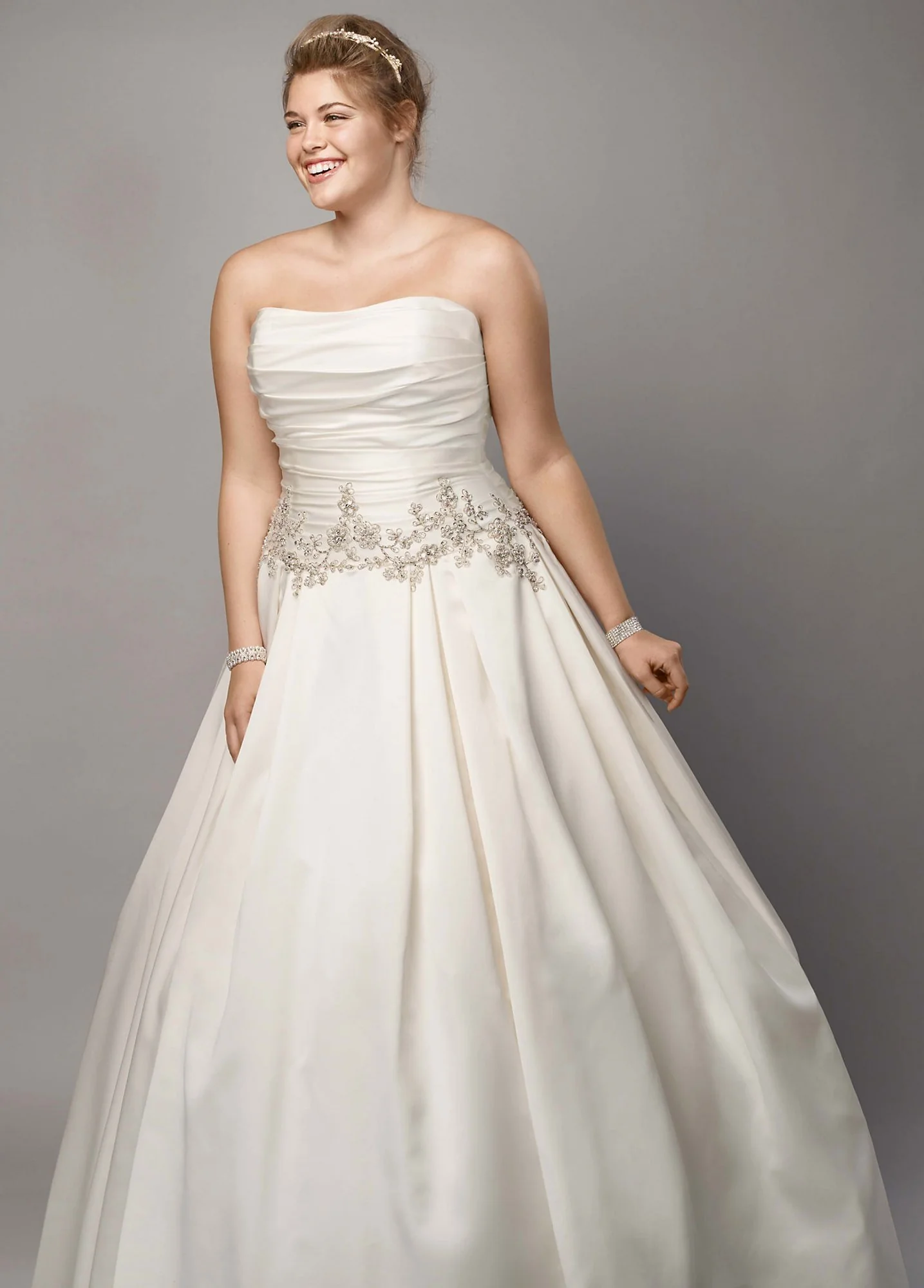 As-Is Mikado Plus Wedding Dress with Beaded Waist