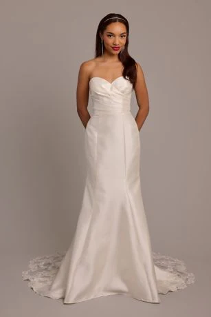 As Is Mikado Trumpet Wedding Dress with Lace Train